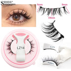 Hot 1 Pair Magnetic Eyelashes Handmade Fluffy Faux Mink Lashes Reusable Natural False Eyelashes and Magnetic Tweezers Set Makeup