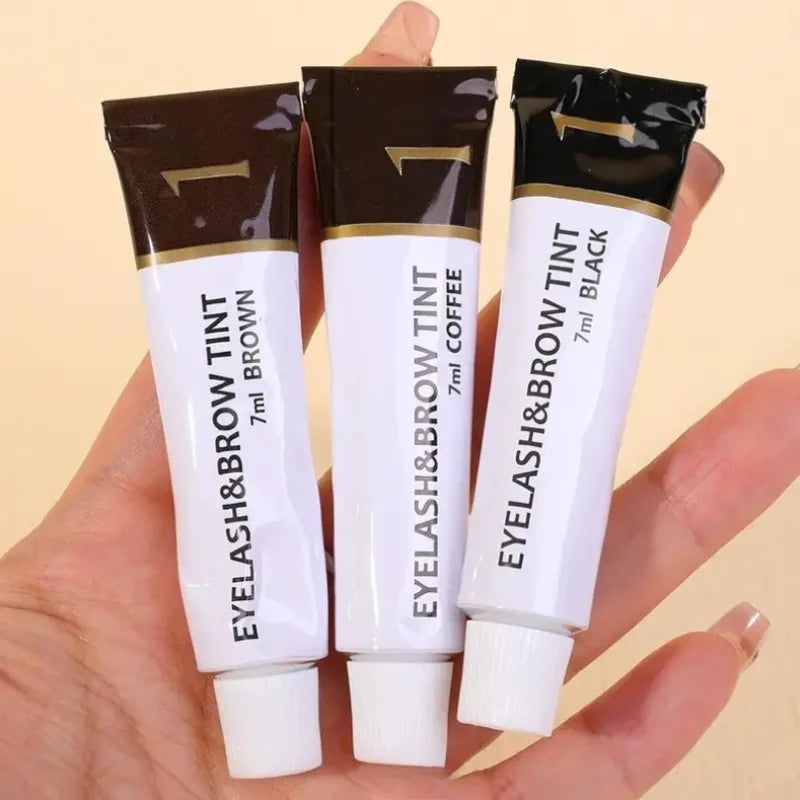 Semi-Permanent Eyelash Eyebrow Tinting Kit 2 in 1 Waterproof Quick Tint Eyebrow Enhancement Long Lasting Eyebrow Cosmetics