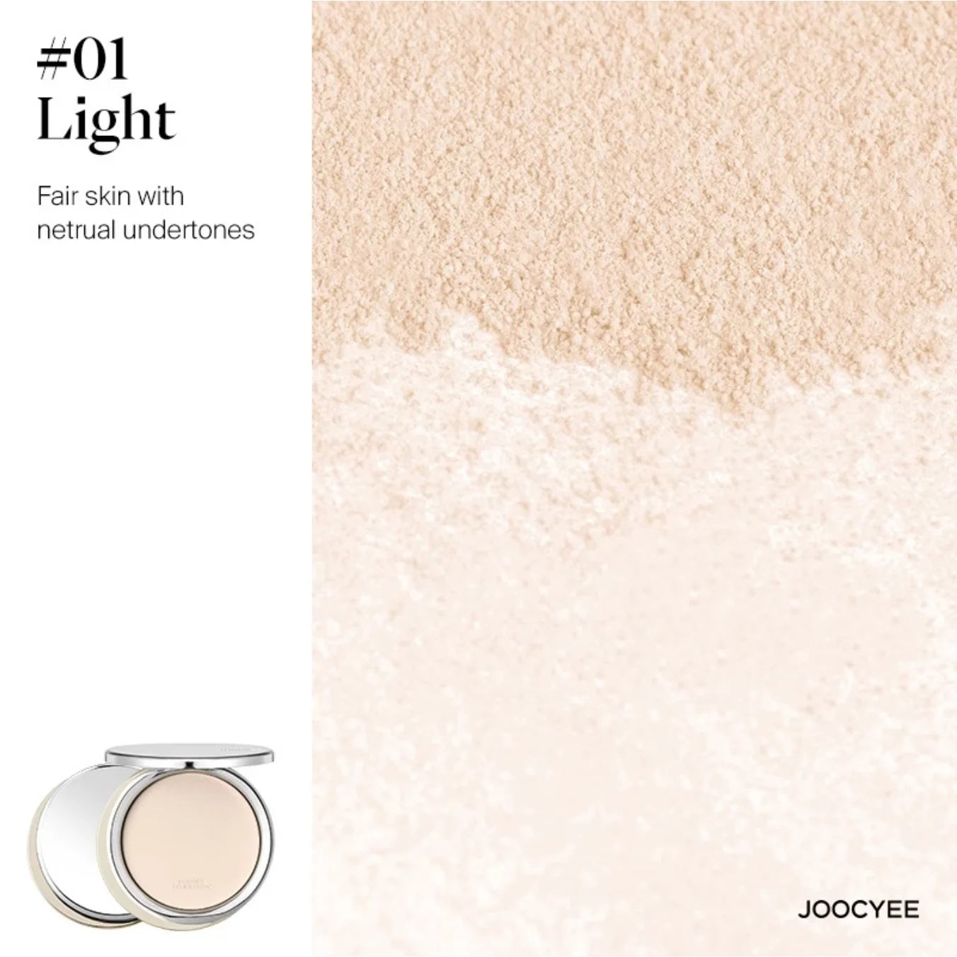 JOOCYEE Skin-melting Pressed Powder SILKY SOFT POWDER FOUNDATION Silver Bow Limited Edition Long-lasting Natural Makeup