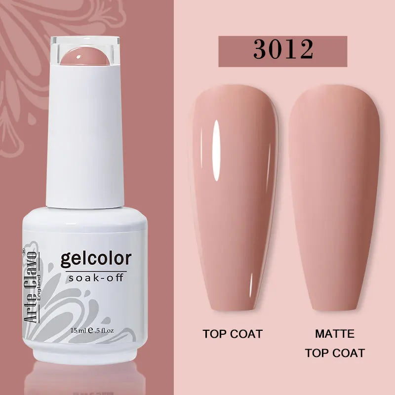 Arte Clavo Transparent Nude Pink Color Jelly Gel Nail Polish Semi Permanent 15ml Top Coat Soak Off UVLED Varnish Nail Art Design