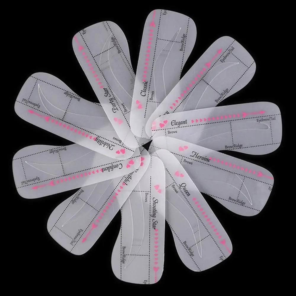 10PCS Women Eyebrow Card Reusable High Durability Eyebrow Stencil Grooming Shaper Template Eye Makeup Tools Stickers