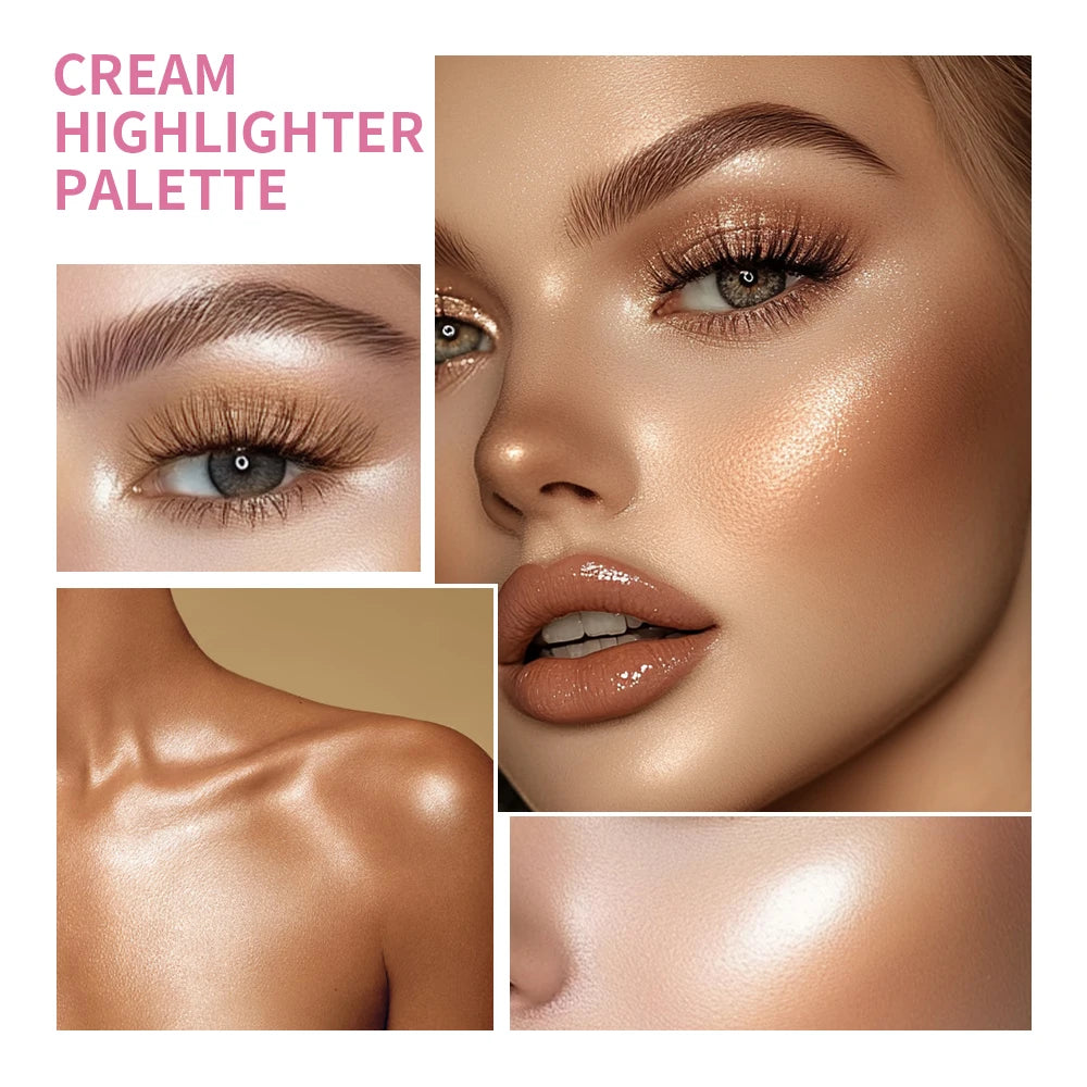 8 Colors Cream Highlighter Palette for Highlight Face Brighten Highlighter Blush Shimmer Waterproof Makeup Tool Cosmetics