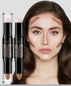 YANQINA Double-heads Contour & Highlight  Stick Sculpted Shading and V-Shape Facial Sculpting Two-in-one Concealer Pen Makeup