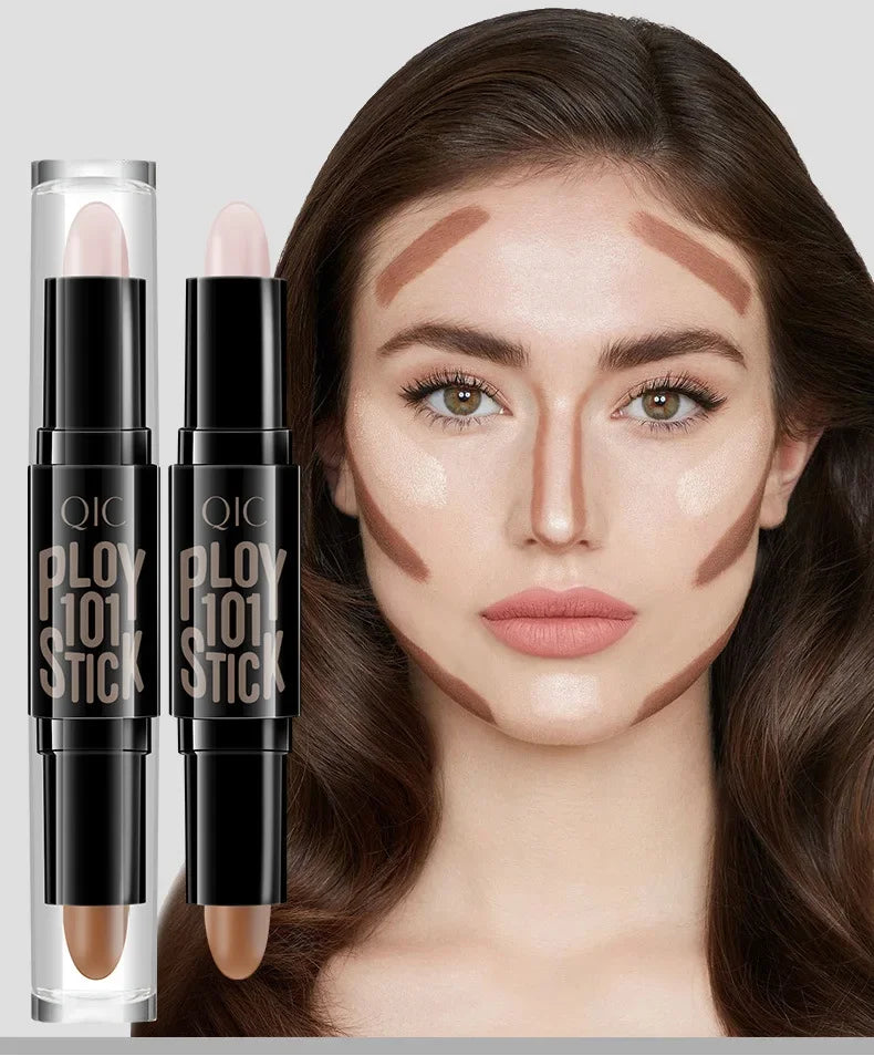 YANQINA Double-heads Contour & Highlight  Stick Sculpted Shading and V-Shape Facial Sculpting Two-in-one Concealer Pen Makeup