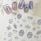 Gold Silver Snake Stars Nail Stickers for Nail Decoation Decals 5D Self-Adhesive Bronzing Stars Moon Totem DIY Supplies Slider