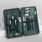 Green 7/13/24 pcs Stainless Steel Nail Cutter and Pedicure Scissors Set - Portable Manicure and Pedicure Tool Nail Clipper Set