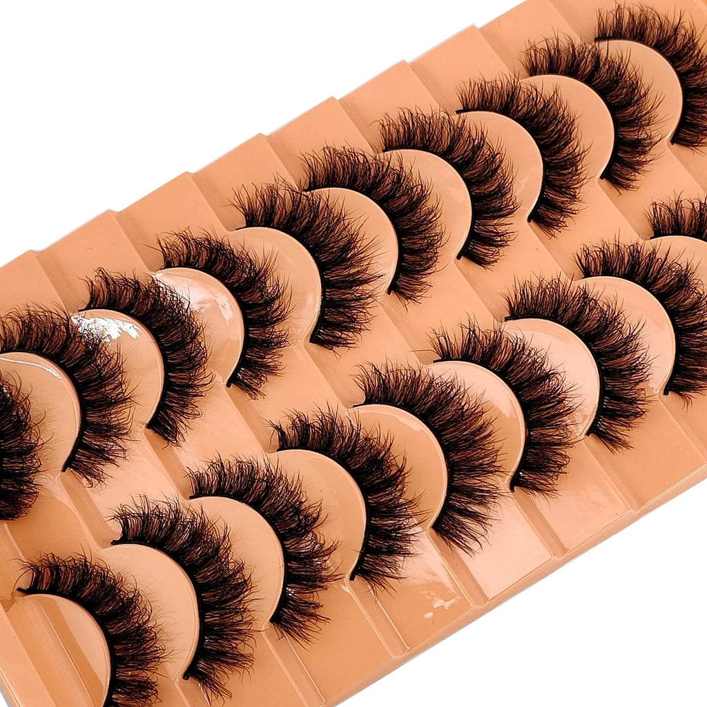 10 pairs of Russian striped eyelashes fluffy artificial mink eyelashes 3D fake eyelashes Russian curly eyelashes fake eyelashes