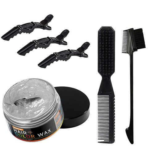 Hair Color Wax Unisex Long Lasting Dye Cream Temporary Coloring Styling Pomade Gel with Brush Comb Dye Molding Paste 11 Colors