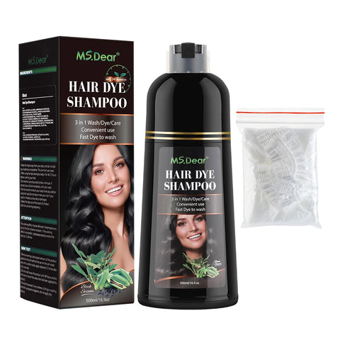 Hair Color Shampoo for Gray Hair 3 in 1 Black Hair Dye Shampoo for Women&Men Natural Herbal Safety Nourishing Hair Care Cream