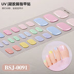 26Tips French Leopard Print UV Gel Toenail Sticker Bronzing Dye Gradient Cross-border Semi Baked Gel Nail Sticker UV Lamp Needed