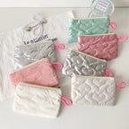 Instagram Bow Silver Shiny Makeup Bag Small Portable Carrying Bag Earphones Data Cable Storage Bag Wallet