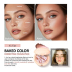 Matte Baked Color Correcting Foundation Bronzer Pressed Powder Compact Long Lasting Oil Control Loose Setting Powder Foundation