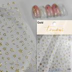 1PC 5D Korean Bronzing Nail Stickers Japanese Gold Silver Star Moon Luxury DIY Nail Art Decoration Decals Manicure Accessories