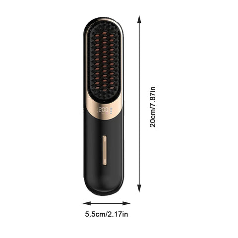 LED Electric Hair Brushes Cordless Hair Straightener Brush Portable Straightening Brush Negative Ions Hot Comb USB Charge