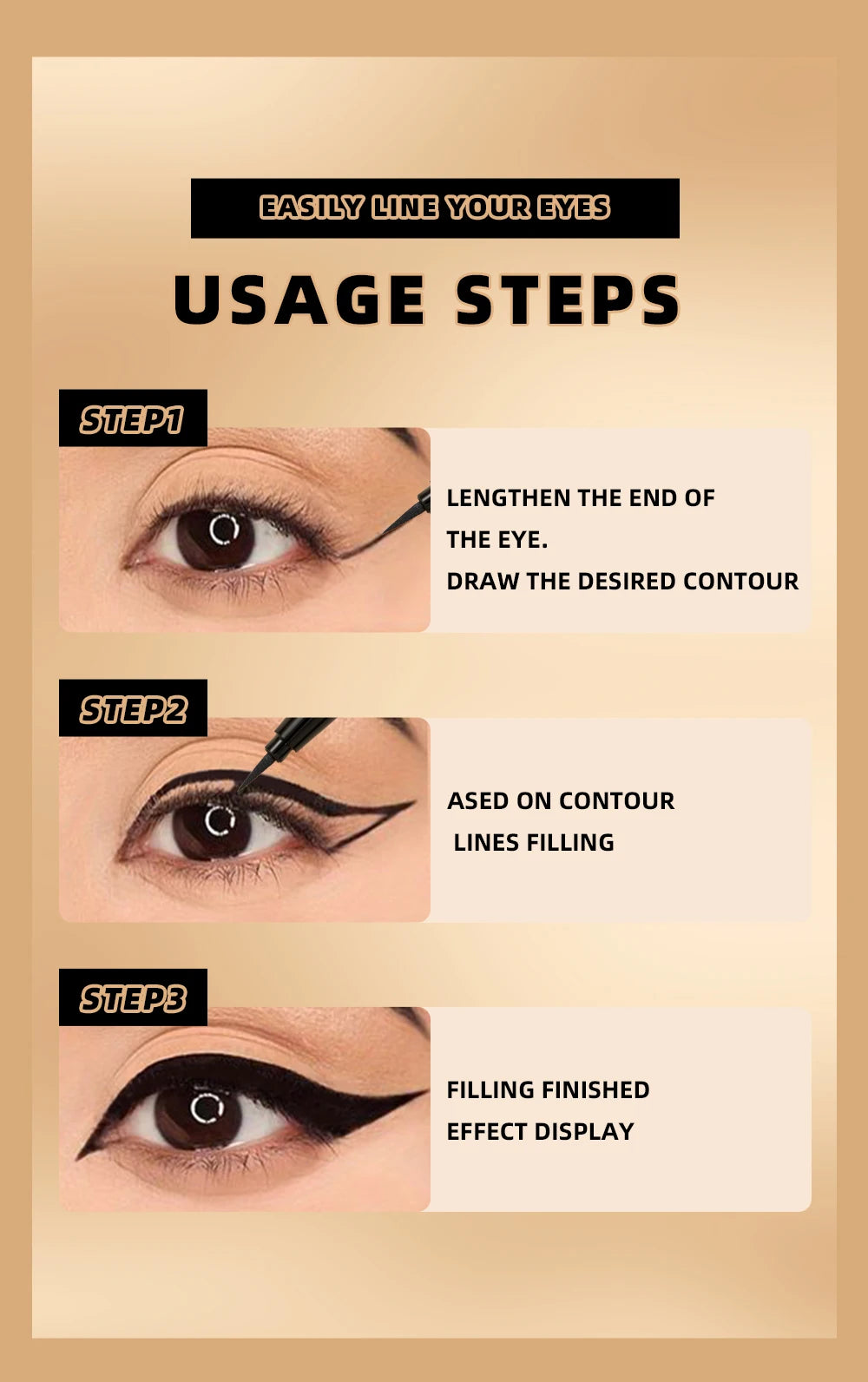 Long Lasting Black Liquid Eyeliner Waterproof Eye Liner Pencil Quick Drying Not Bloom Natural Eyeliner Liquid Pen Cosmetic Tools