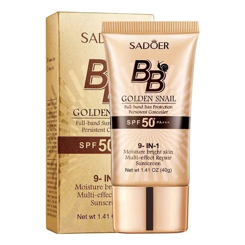 SADOER Gold Snail Oil-Control Matte BB Cream Foundation Concealer Moisturizing Isolation Cream SPF50+PA+++ 40g