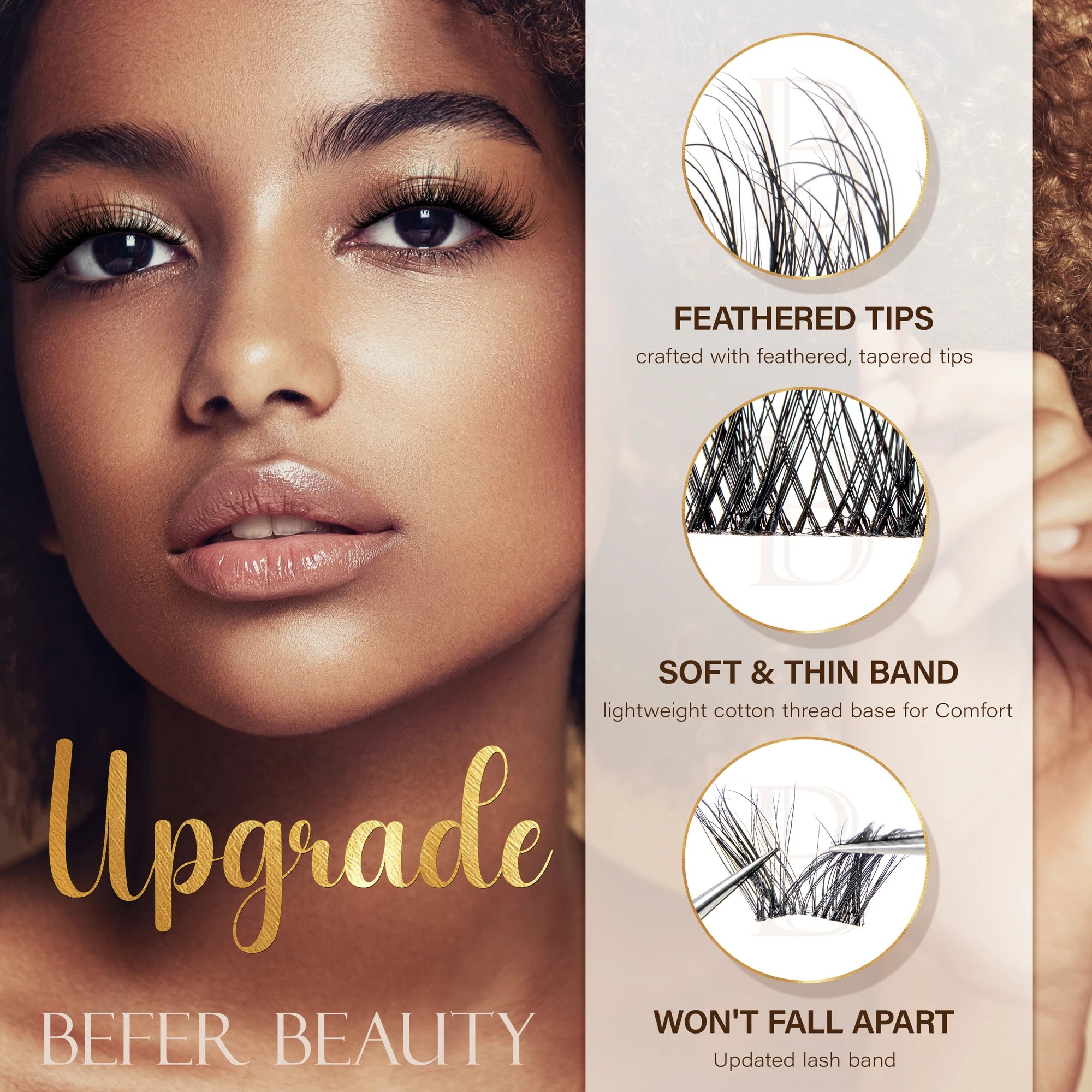 Befer 144pcs Lash Clusters 3D Natural Fluffy Cluster Lashes DIY Lash Extension 10-16mm Hight Quality Soft Super Thin Band Makeup