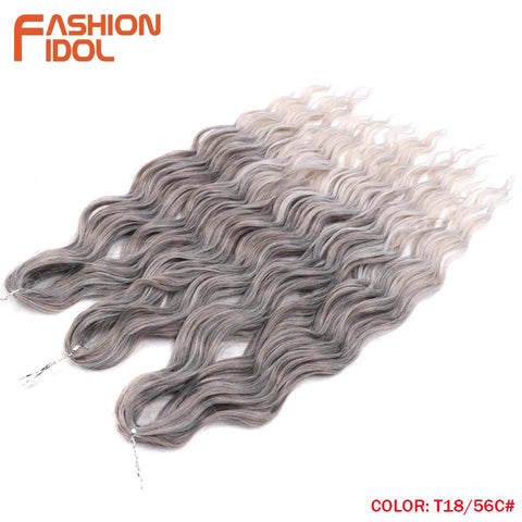 Anna Hair Synthetic Loose Deep Wave Braiding Hair Extensions 24 Inch Water Wave Braid Hair Ombre Blonde Twist Crochet Curly Hair