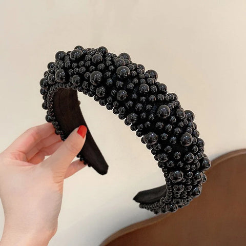 Luxury Baroque Women Headbands Thick Sponge Padded Plastic Pearls Head Hoop for Female Party Headpiece Wedding Bridal Hairbands