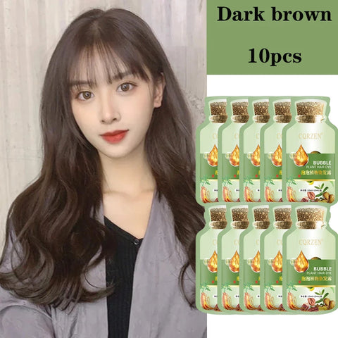 Pure Natural Herbal Hair Dye Shampoo Change Hair Color Cover Gray Hair White Hair Treatment Bubble Plant Hair Dye Hair Care