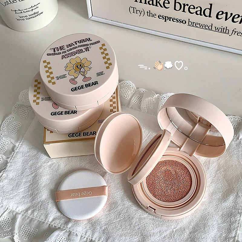 2-in-1 Double Layer Cushion Foundation Pressed Powder Natural Lasting Brightening Gege Bear Concealer Loose Powder Cushion Cream
