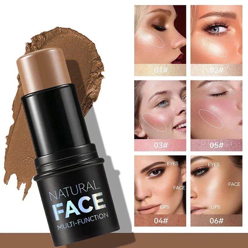 Makeup Face Cream Contour Sticks,Shades with Highlighter & Bronzer & Blush, Non-greasy and Water-resistant Face Contouring Pen