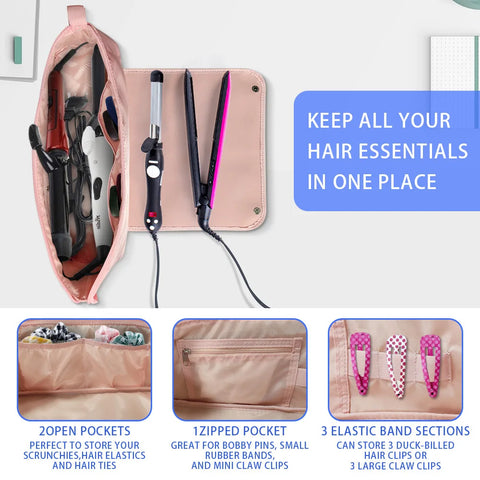 Hair Tools Travel Bag and Heat Resistant Mat, 2 in 1 Organizer Hair Travel Case for Curling Iron,Hair Straightener,Hair Dryers ﻿