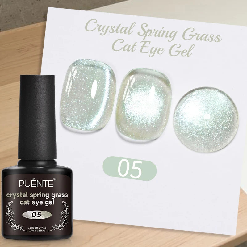 PUETNE 7.5ML Amber Moonlight Cat Magnetic Gel Nail Polish Winter Nails Jelly Glass Cat Eye Soak Off UV Semi-Permanent Varnish