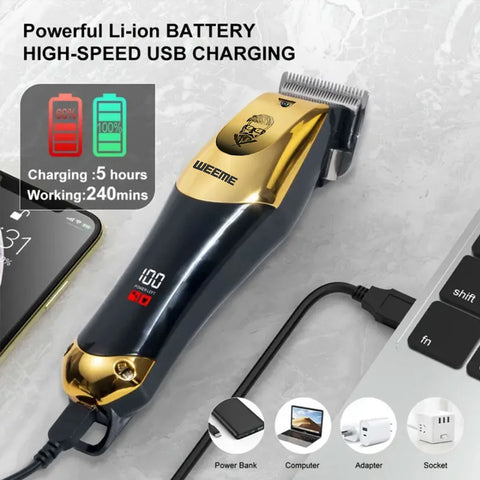 T9 Vintage Men's Electric Hair Clipper Beard Trimmer/Rechargeable Hair Cutting Machine With Nose Hair Trimmer Kit Boyfriend Gift