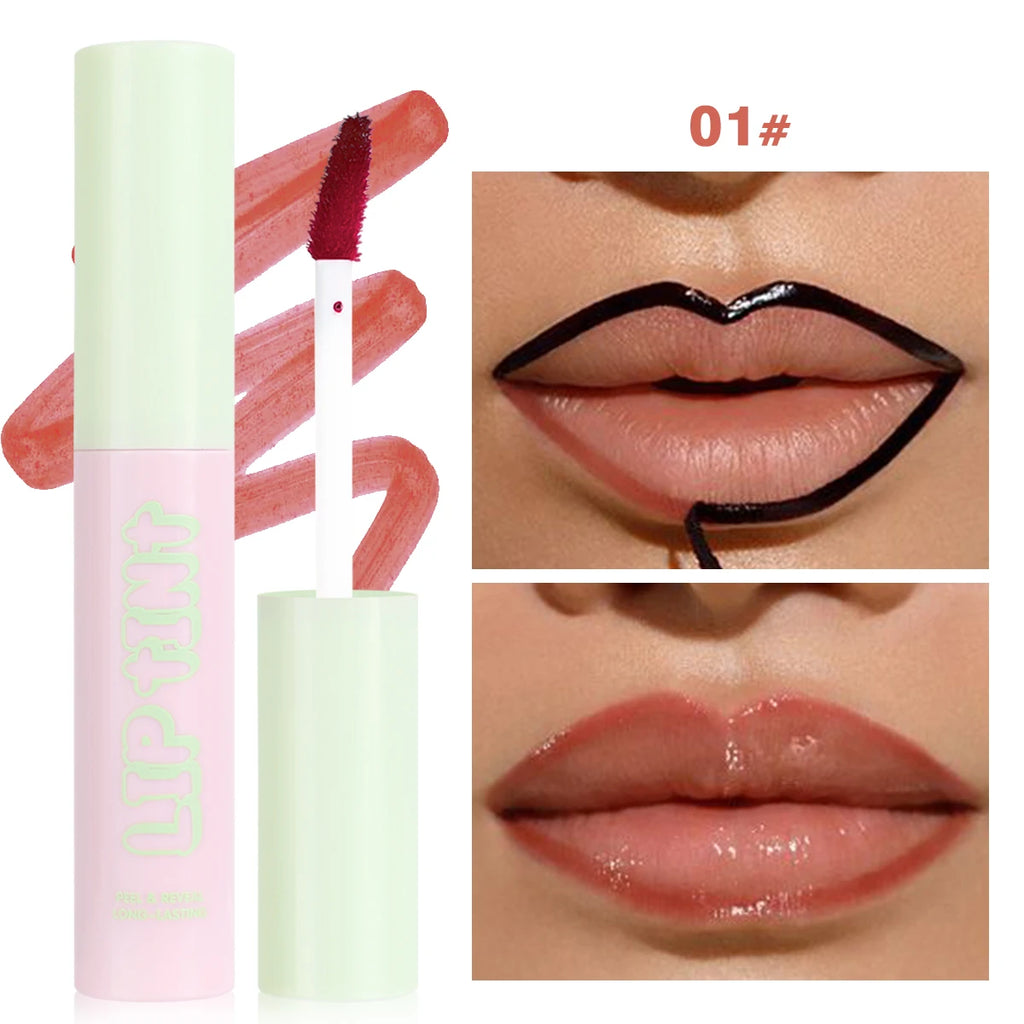 Rose Pink Peel Off Liquid Lipstick Waterproof Long Lasting LipGloss Matte Outline Contour Tattoo Lip Tear Pull LipLiner Cosmetic