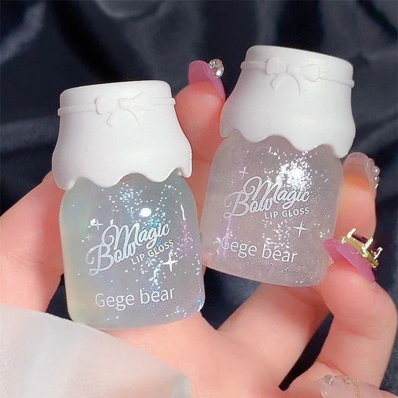 Cute Milk Jar Lipgloss Lip Plumper Oil Colorless Glitter Lipgloss Long Lasting Moisturizing Lipstick Lipgloss Makeup Cosmetics