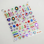 5D Gradient Love Gem Glitter Love Heart Colorful Cat's Eye Rhinestone Soft Self Adhesive Nail Art Stickers Shiny Manicure Decals