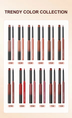 QIBEST 2pcs Lipstick Lipliner Pen Set Matte Nude Lip Liner Pencil Waterproof Long Lasting Lipstick Pen Contour Makeup For Women