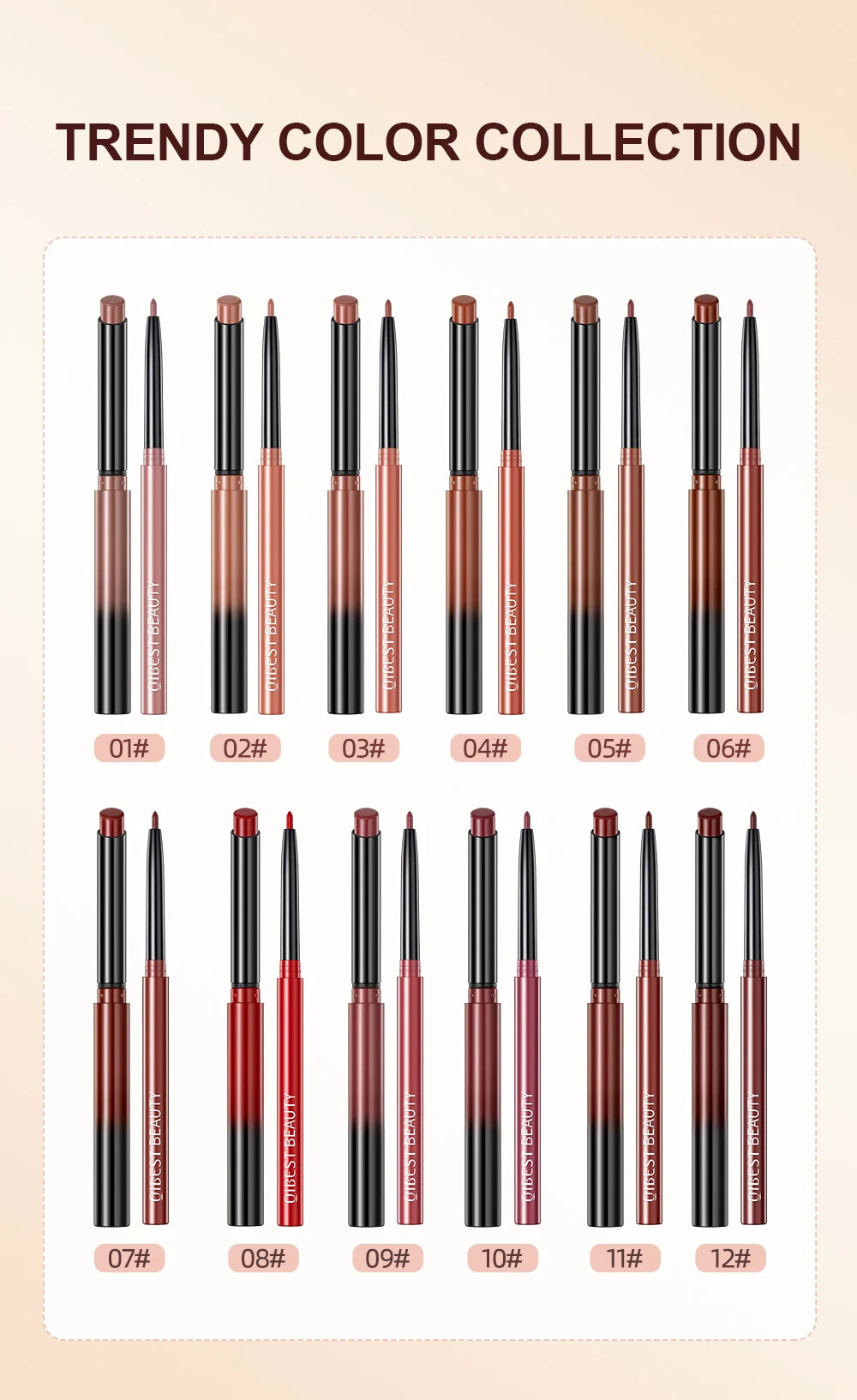 2pcs Lipstick Lipliner Pen Set Matte Waterproof Lip Liner Pencil Contour Makeup Sexy Red Lip Stick Long Lasting Cosmetics Beauty