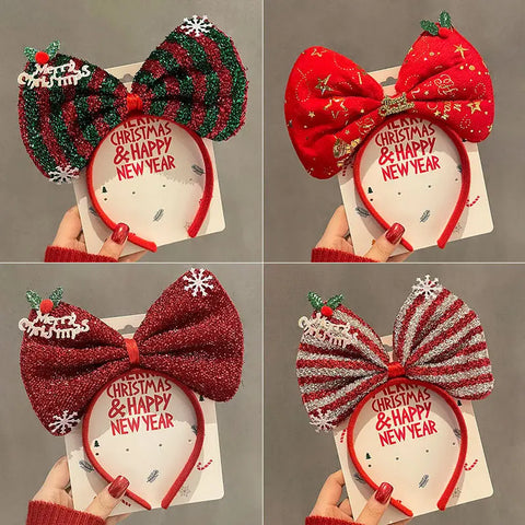 2026 Kids Headband Christmas Cosplay Cartoon Elk Snowflake Bow Hairband Birthday Party Headwear Halloween Gifts Hair Accessories