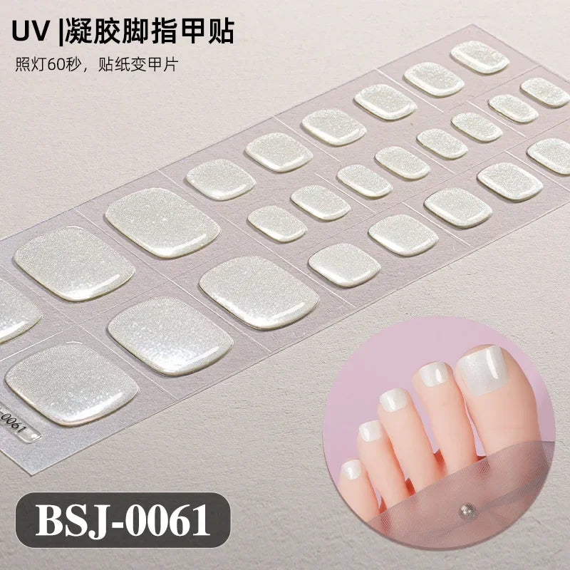 26Tips French Leopard Print UV Gel Toenail Sticker Bronzing Dye Gradient Cross-border Semi Baked Gel Nail Sticker UV Lamp Needed