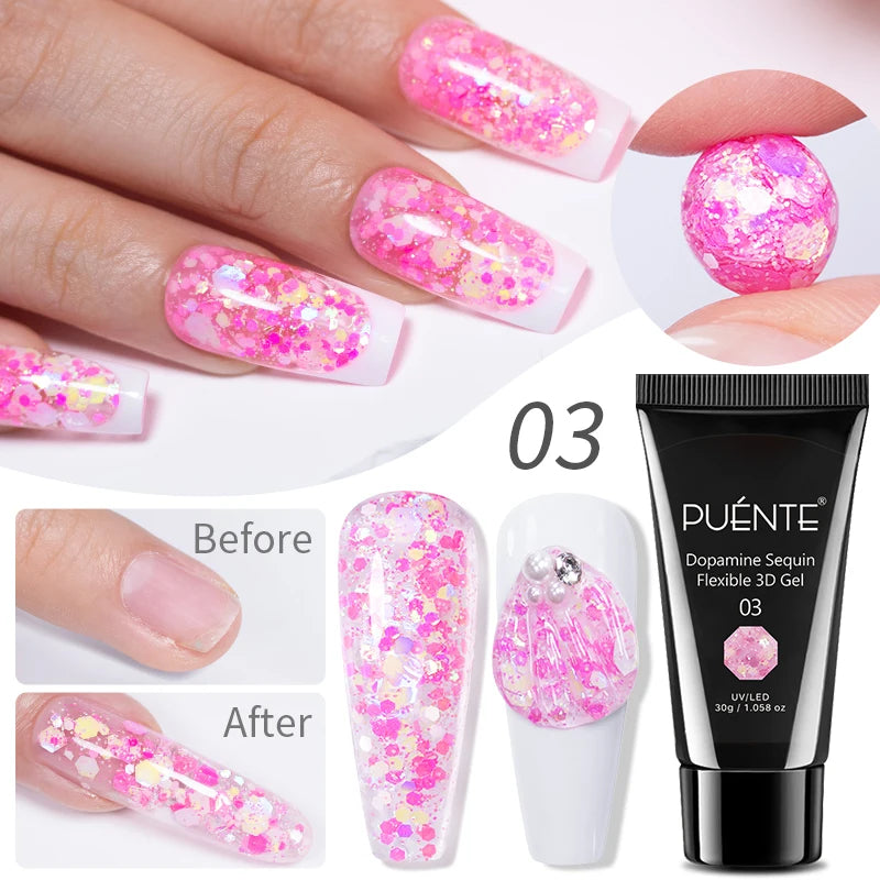 PUENTE 7.5ML Sparkling Pinkish Purple Laser Cat Magnetic Gel Nail Polish Holographic Rainbow Effect Soak Off UV Nail Art Varnish