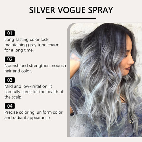HOEGOA Silver Grey Hair Dye Spray Long-lasting Locking Color Plant Extract Formula Nourishing Roots Hair Care Prevent Dryness