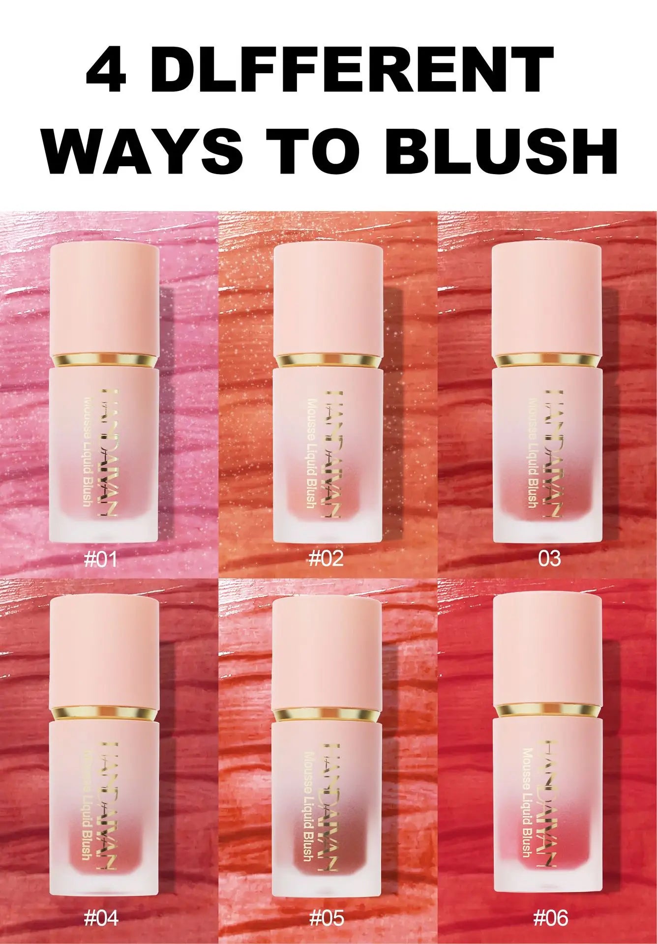 HANDAIYAN Liquid Blush Facial Matte Makeup Lasting Easy to Color Make Up Blusher With Sponge Brush Tip Velvet Rouge Cosmetics
