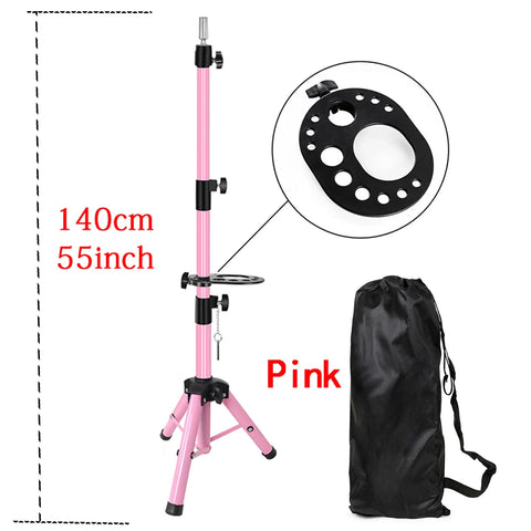 55Inch Mannequin Head Stand Adjustable Heavy Duty Wig Stand Tripod For Cosmetology Hairdressing Training Head Stand With Tray