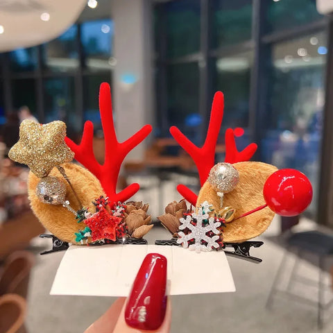 New Year Christmas Hair Pin Children Barrettes Bow Deer Santa Claus Christmas Headwear Girls Kids Hair Accessories