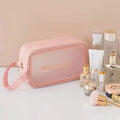 Portable Travel Wash Bag Female Transparent Waterproof Makeup Storage Pouch Large Capacity Cosmetic Organizer Pu Material