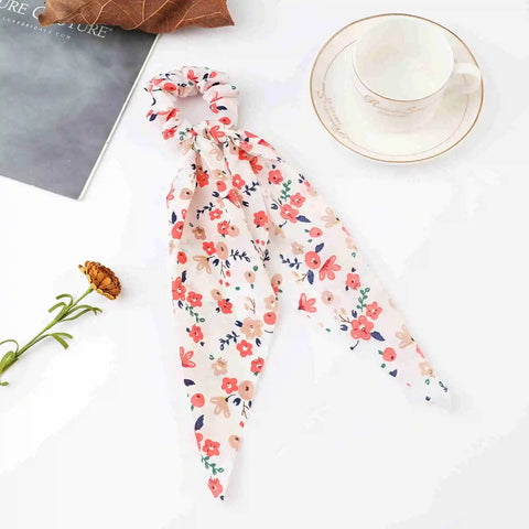 2023 Fashion Print Chiffon Long Ribbon Scrunchies Women Girls Ponytail Scarf Elastic Hair Bands Ties Hair Accessories Wholesale