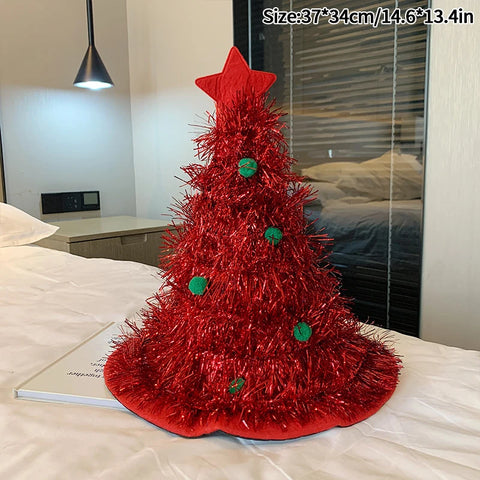 Christmas Hat Headwear INS Christmas Tree Hat 2026 New Year Party Atmosphere Photo Props Children Christmas Festival Costumes