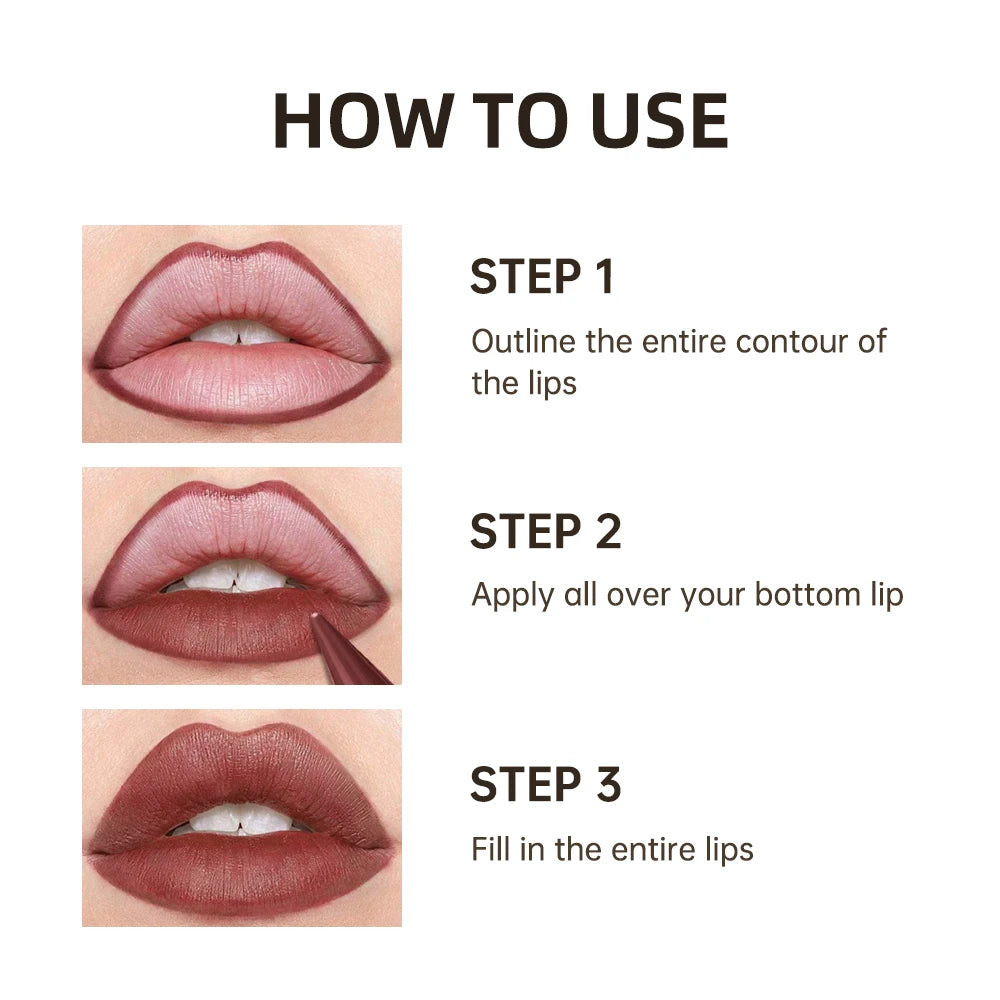 Matte Lip Makeup Kit 2pcs Waterproof Long Lasting Lip Liner and Lip Oil Combo Red Brown Pink Nude Tones Lipstick Set
