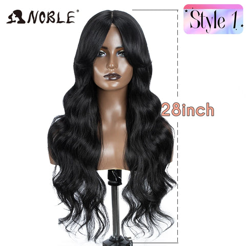 Noble Synthetic Lace Front Wig Long Wavy 36 " Body Wavy Side Part Lace Wig For Women Lace Front Wig Ombre Blonde Cosplay Wig