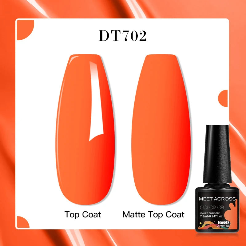 MEET ACROSS 8 Colors Mirror Gel Nail Polish Long-lasting Quick-drying Metallic Gold Silver Red Semi Permanent Varnish Nail Art