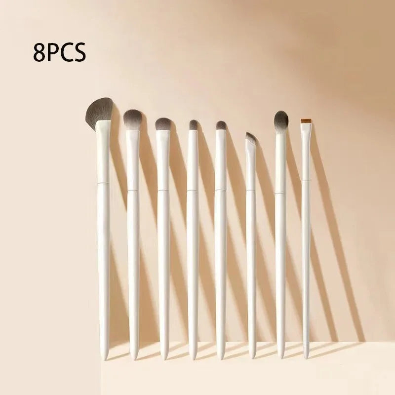 5/8/10Pcs Natural Eye Makeup Brushes Set Detail Eyeshadow Brush Makeup Brush White Ultra Soft Eyeshadow Eyeliner Makeup Tool