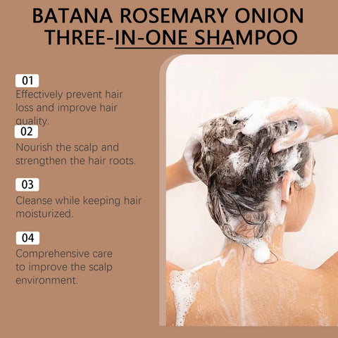 3 In 1 Batana Rosemary Onion Shampoo Deep Nourishing Scalp Remove Dandruff Long Lasting Scent Hair Scalp Cleaning Care Lotion