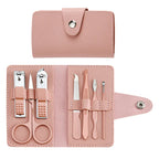 Professional Manicure Pedicure Kit for Women - 7PCS Set with Stainless Steel Tools in Colorful PU Leather Case
